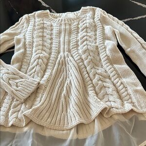 CAbi Cream Cable Knit Sweater